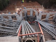 Photo shows the collapsed floor at the mansion