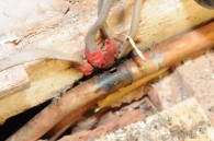 Photo shows the damaged gas pipe