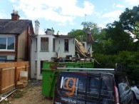 Photo shows unsafe working at the demolition site